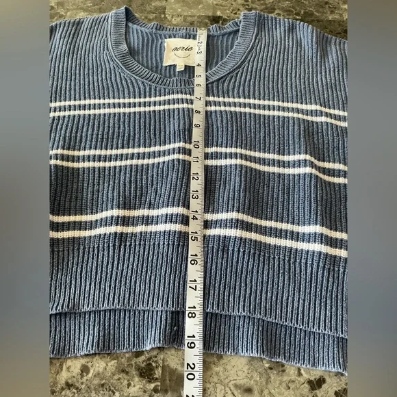 Aerie Blue and White Striped Chunky Drop Shoulder Slouchy Career Woman Medium - Picture 11 of 16